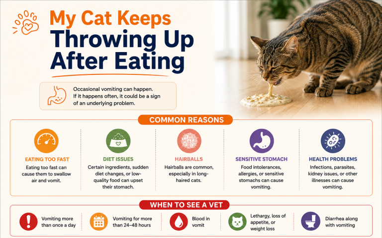 my cat keeps throwing up after eating