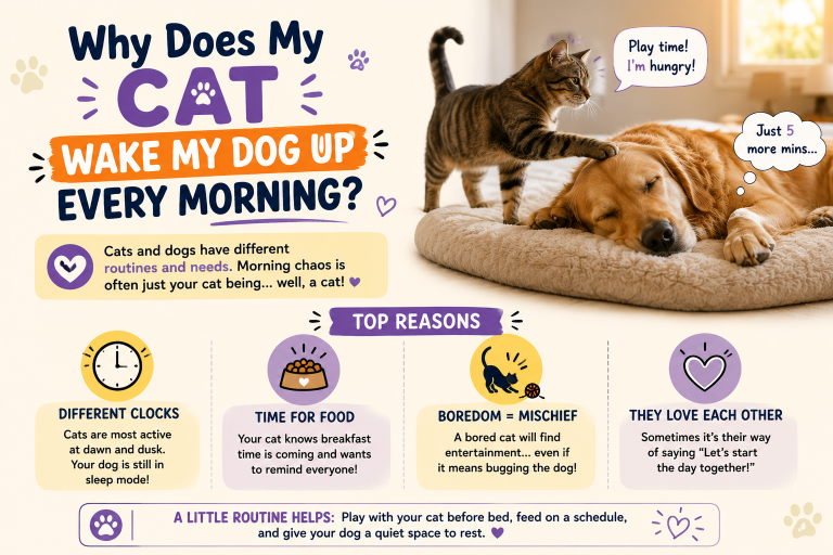 why does my cat wake my dog up every morning