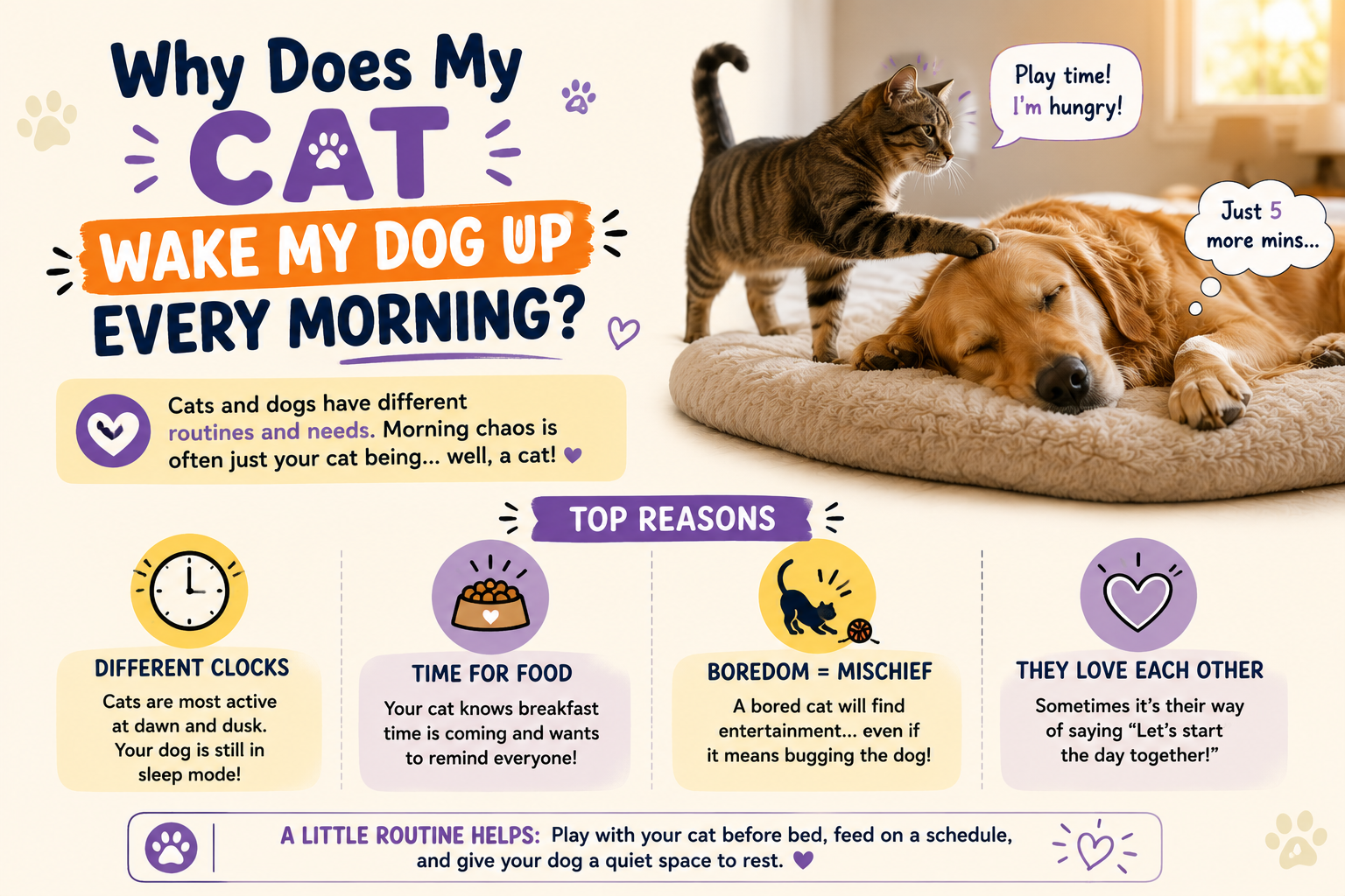 Why Does My Cat Wake My Dog Up Every Morning
